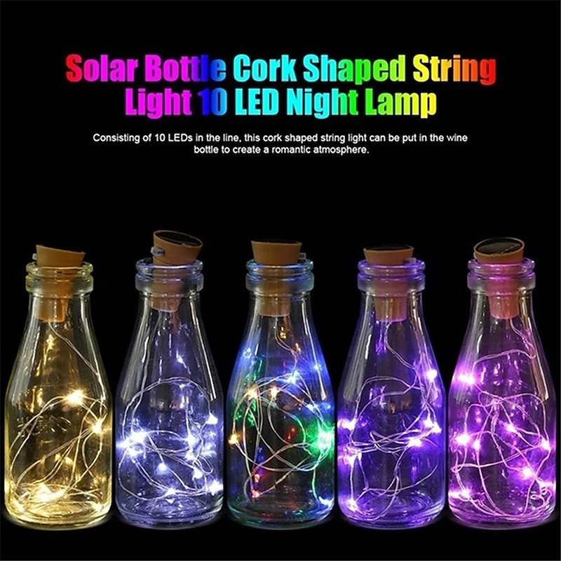 Solar Powered Wine Bottle Cork Festival Outdoor Light Garland Lights Outdoor Fairy Light 2M 20 LEDs Copper Wire String Light4