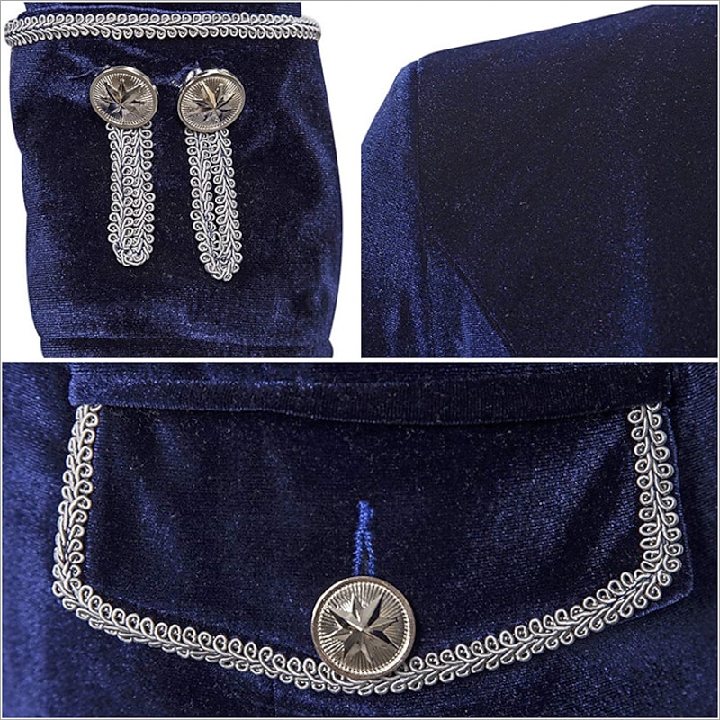 Retro Vintage Punk & Gothic Medieval Coat Trench Coat Outerwear Prince Vampire Gentleman Plaid / Check Fancy Dress Men's Pirate Royal Steampunk Masquerade Performance Event / Party Stage Adults' Coat4