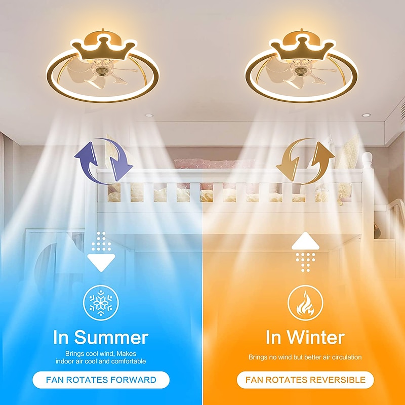 Ceiling Fan with Light Circle Design App & Remote Control 50cm Dimmable 6 Wind Speeds Modern Ceiling Fan for Bedroom, Living Room, Small Room 220-240V