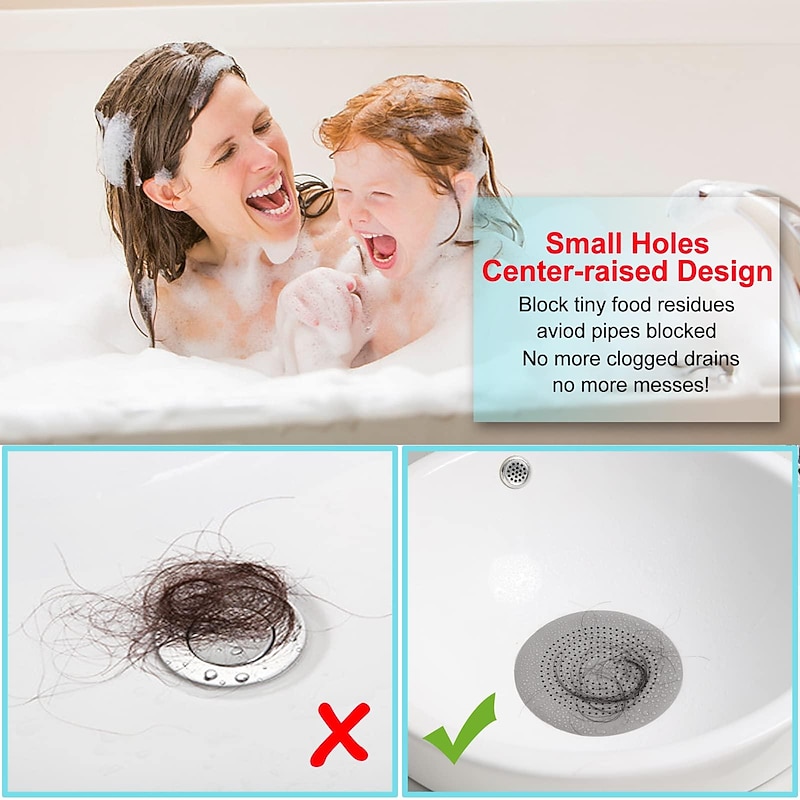 1pc Hair Catcher, Round Drain Cover for Shower Silicone Hair Stopper with Suction Cups,Easy to Install Suit for Bathroom,Bathtub,Kitchen 2 Pack2