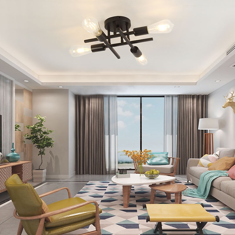 LED Ceiling Light 4-Light 38cm Nordic Style Chandelier Sputnik Design Metal Artistic Style Industrial Painted Finishes Kitchen Bedroom Kids Room Lights Warm White 110-240V4