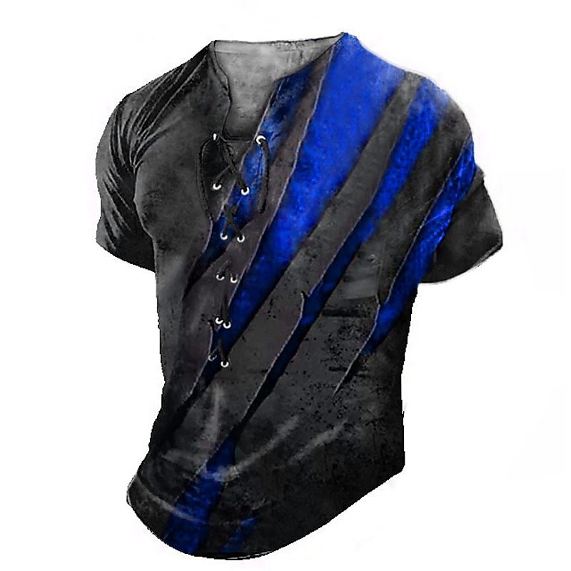 Men's T Shirt Tee Graphic Color Block Gothic Horror Collar Clothing Apparel 3D Print Casual Daily Sports Going out Short Sleeve Lace up Print Polyester Vintage Fashion Designer3