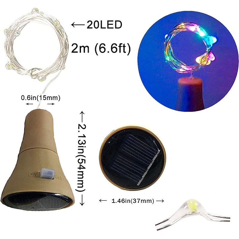 Solar Powered Wine Bottle Cork Festival Outdoor Light Garland Lights Outdoor Fairy Light 2M 20 LEDs Copper Wire String Light3