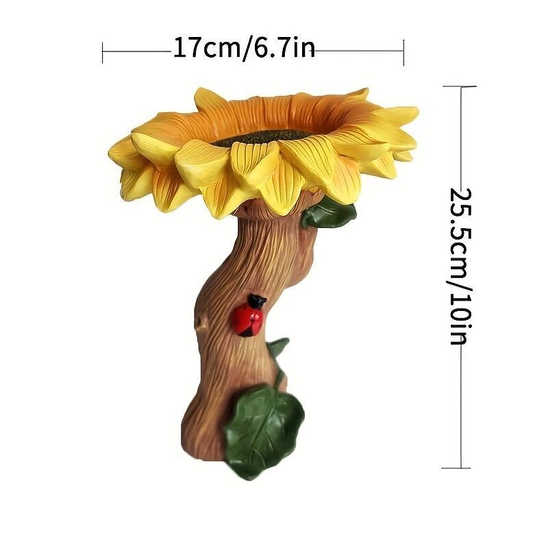 Polyresin Sunflower Bird Bath Sunflower Resin Crafts Gardening Ornaments4