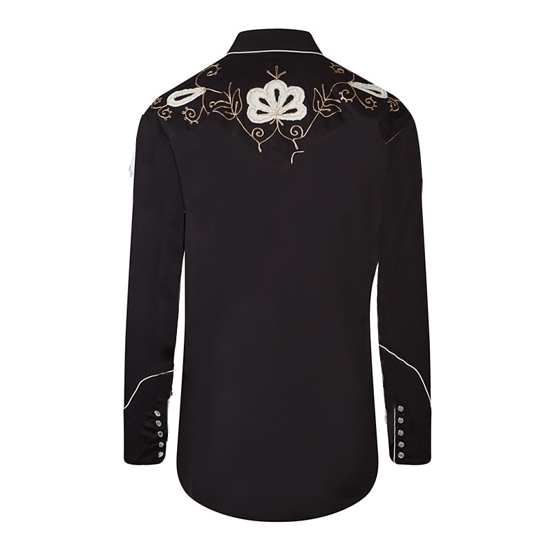 Men's Floral Graphic Prints Shirt Western Shirt Cowboy Shirt Long Sleeve Fashion Streetwear Designer Outdoor Daily Fall & Winter Turndown Print Button-Down Black Yellow Red2