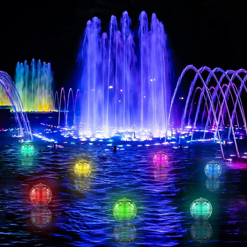 Solar Floating Pool Lights Waterproof LED Ball Lights RGB Color Changing Pool Pond Fountain Garden Party Bathtub Decoration2