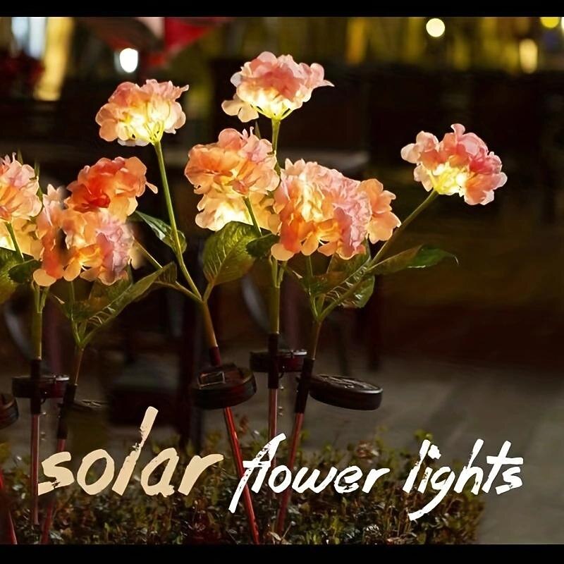 Hydrangea Solar Pathway Garden Stake Lights - Waterproof Solar Simulation Flower Floor Light for Villa, Courtyard, Lawn & Garden Decoration4