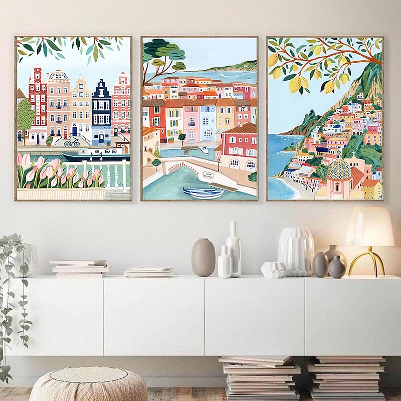 Landscape Wall Art Canvas Nordic Vintage Travel City Poster Paris Lisbon Japan Landscape Art Canvas Painting Housewarming Gift Wall Pictures Home Decor No Frame2