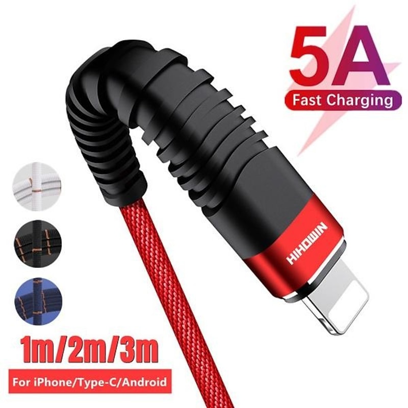 5A Data USB Cable for iPhone Fast Charger Charging Cable For Android phone type c xiaomi huawei Samsung Charger Wire For iPad