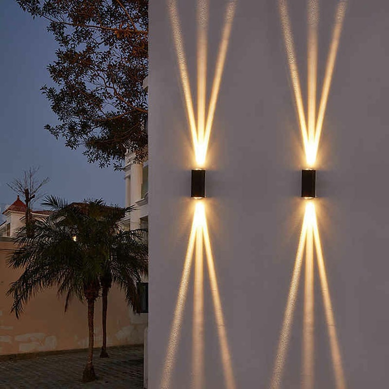 Outdoor LED Wall Lamp Waterproof 5W Up and Down Lighting Indoor Double-Head Curved Wall Light Modern Bedroom Warm White Light