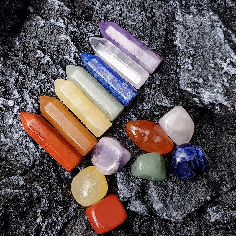 Healing Crystals，Crystal Jade Hexagonal Pillar Single Point 7 Irregular 7 Combination Gift BoxHealing Stone3