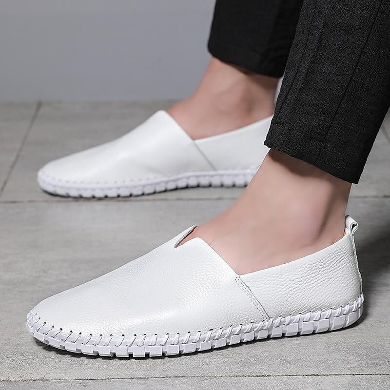 Men's Blue Breathable Slip-On Loafers with Perforated Upper and Hand-Stitched Sole, Casual Leather Moccasins for Summer Driving, Travel and Daily Wear3