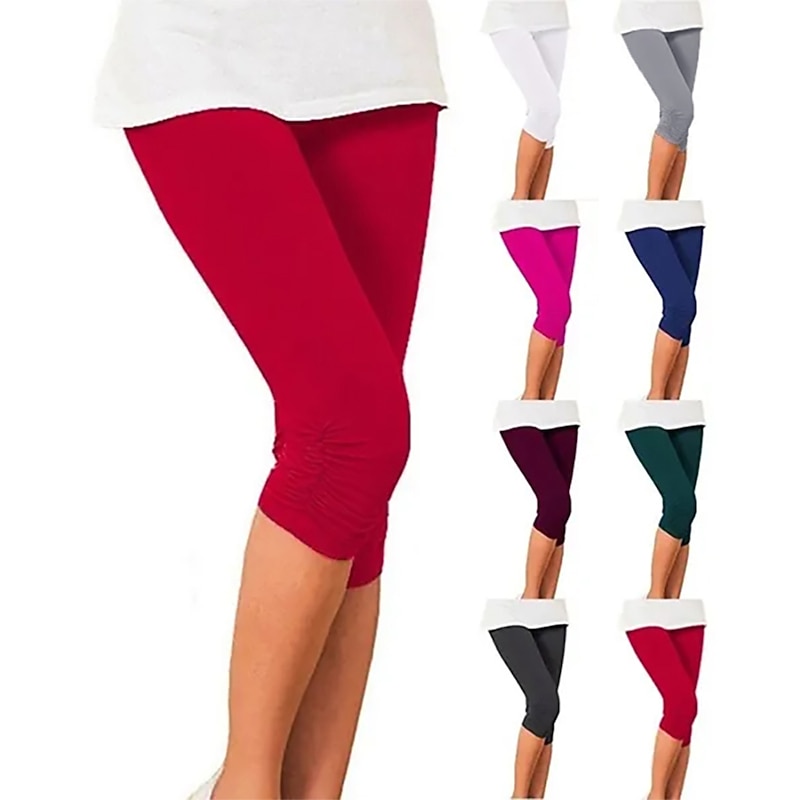 Women's Yoga Pants Sun Protection Butt Lift Tummy Control High Waist Gym Workout Running Fitness Capri Leggings Bottoms Solid Color Violet Black White Sports Activewear High Elasticity Skinny2