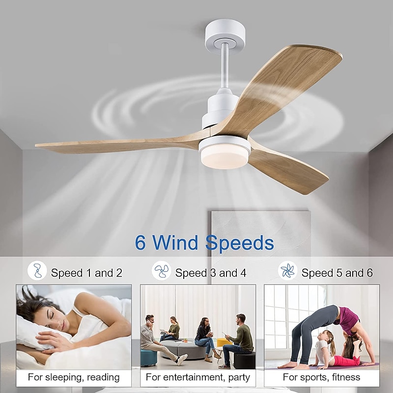 Ceiling Fan with Light App & Remote Control 105/130cm Dimmable 6 Wind Speeds Modern Ceiling Fan for Bedroom, Living Room, Small Room 110-240V2