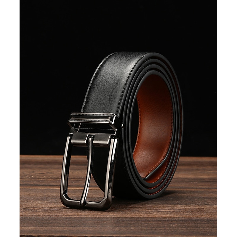 Men's Dress Belt Leather Belt Ratchet Belt Casual Belt Black 1# Black 2# Cowhide Stylish Casual Gentleman Plain Daily Wear Going out Weekend2