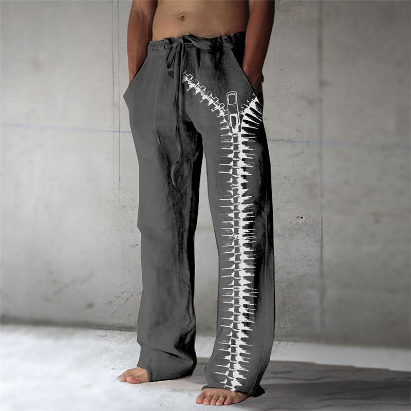 Men's Trousers Summer Pants Beach Pants Drawstring Elastic Waist 3D Print Graphic Prints Comfort Casual Daily Holiday Streetwear Hawaiian White Green4