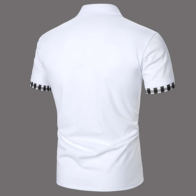 Men's Polo Shirt Golf Shirt Casual Holiday Lapel Short Sleeve Fashion Basic Plain Classic Summer Regular Fit Black White Dark Navy Polo Shirt2