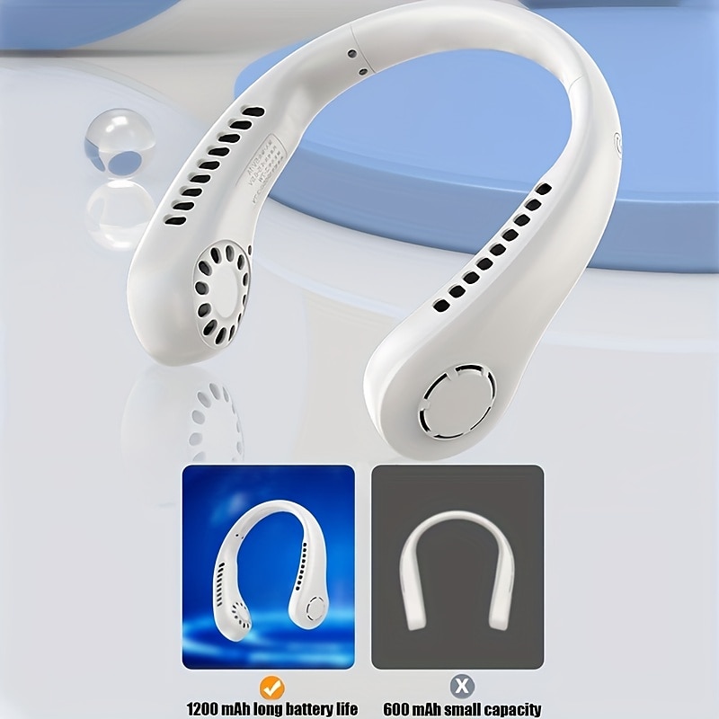 Portable Neck Fan Electric Wireless Fan USB Charging Mini Ventilator Cooling Vaneless Silent Neck Fan Sport Travel Work Learning Neck Hanging Shoulder Neck Fan Touch Third Gear Adjusts Long Range3