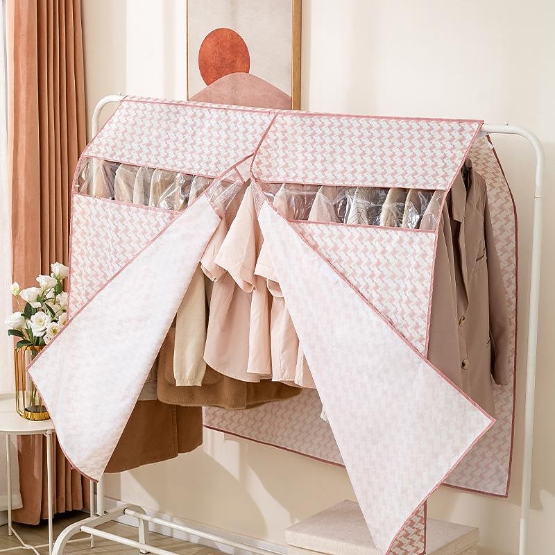 Houndstooth Pattern Clothes Dust Cover, Extra Large Hanging Garment Bags for Closet Storage Bottom Enclosed Garment Rack Cover Sealed Wardrobe Clothes Protector for Coats, Suits, Dresses3