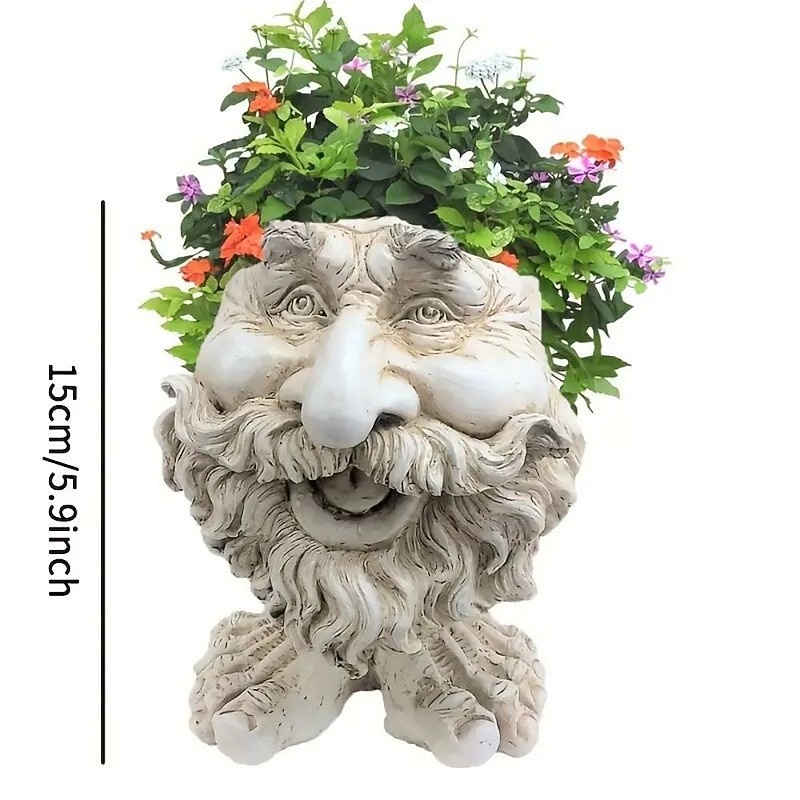 Face Planters, Muggle Head Planter Face Flower Pot Resin Garden Sculpture For Indoor Outdoor Plants, Unique Garden Pot Patio Decor2