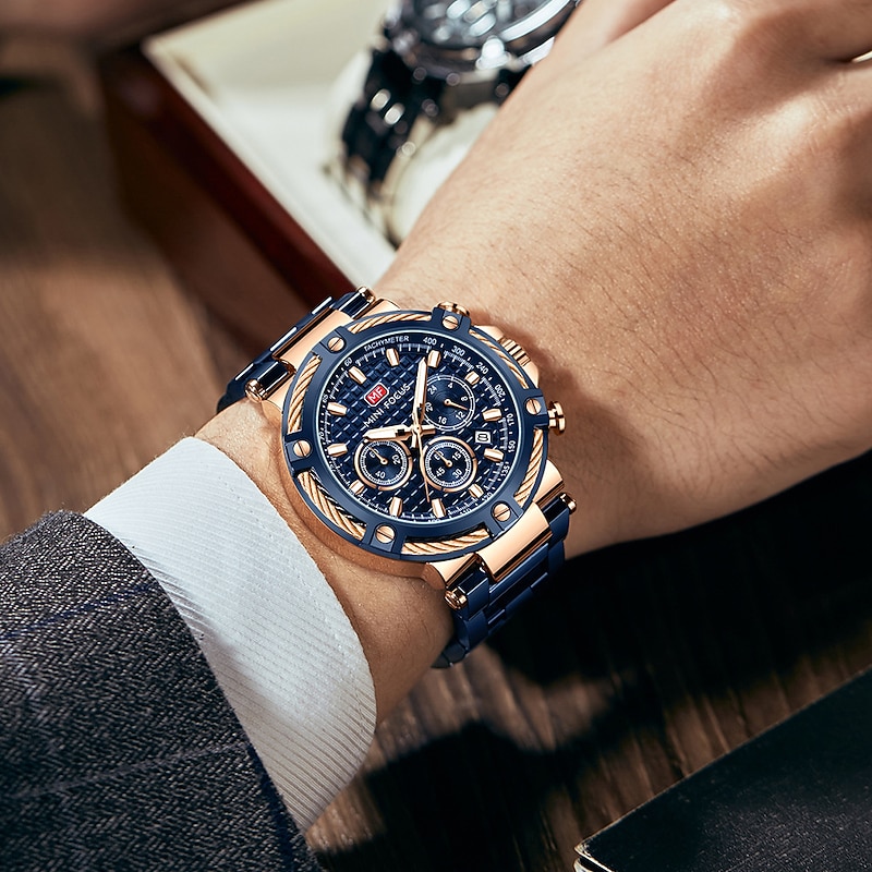 MINI FOCUS Chronograph Multifunction Quartz Mens Watches Luxury Stainless Strap Business Male Clock Waterproof relogio masculino3