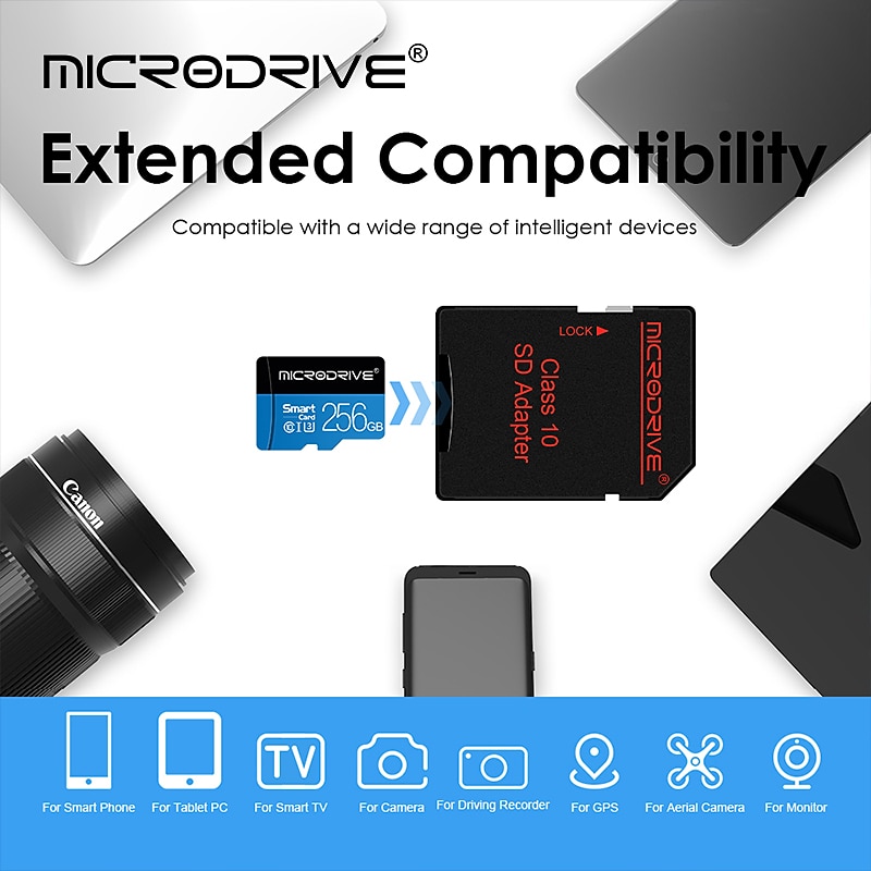 Class 10 High Speed 128GB 64GB 32GB 16GB SD U3 TF Memory Card Flash Micro Tf SD Card Storage Expansion SD Adapter For Smart Phone DVR2