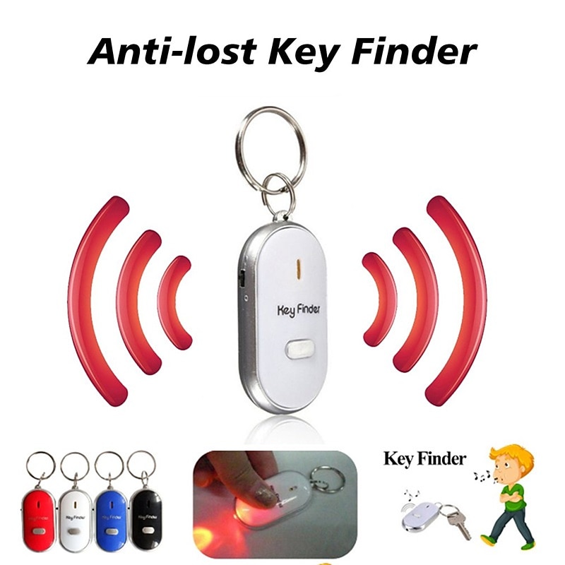 LED Whistle Key Finder Flashing Beeping Sound Control Alarm Anti-Lost Key Locator Finder Tracker with Key Ring2