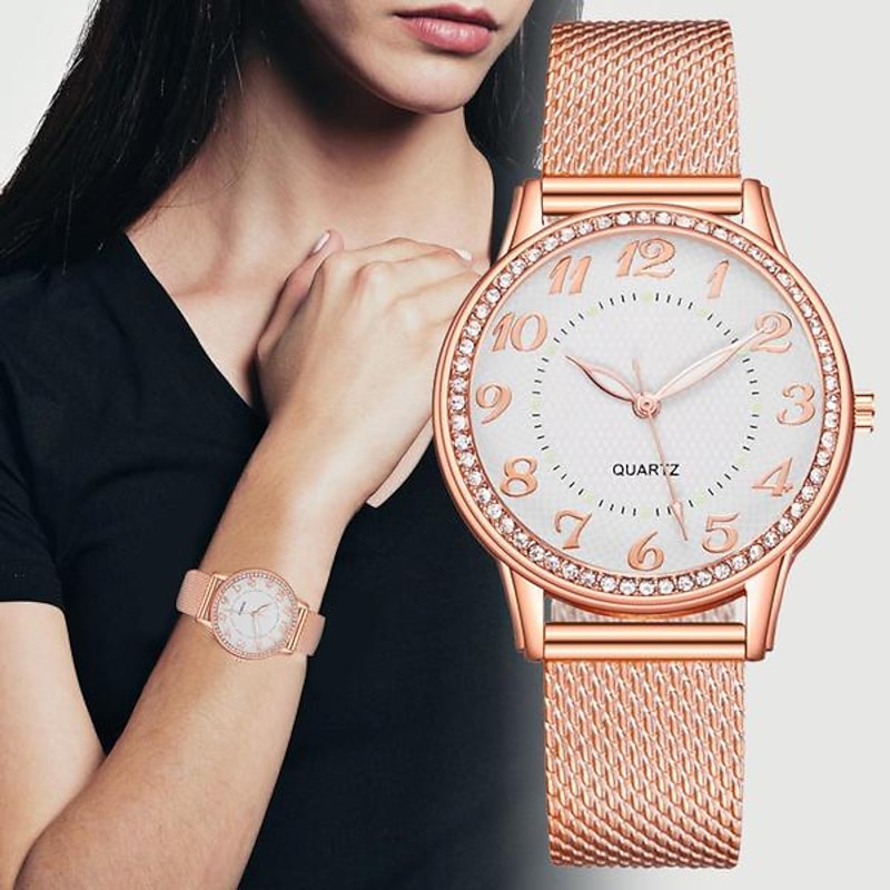 Diamond Luminous Watch Women's Mesh Strap Women's Watch Quartz Watch Women Watches2