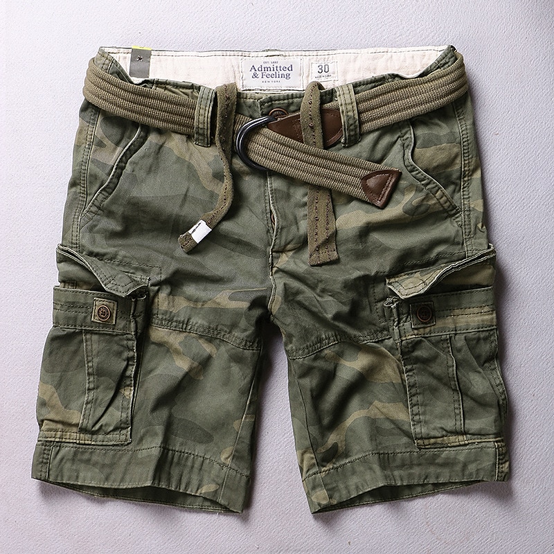Men's Cargo Shorts Camo Shorts Casual Shorts Pocket Plain Camouflage Comfort Breathable Outdoor Daily Going out Fashion Casual Dark Brown Dark Khaki