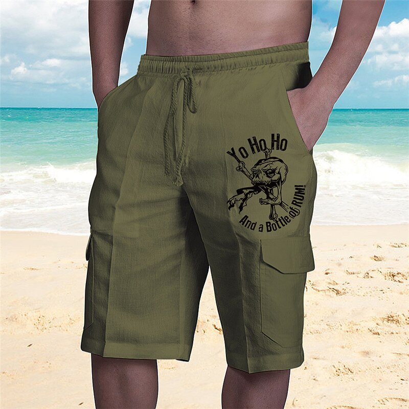 Men's Graphic Casual Shorts - Yo Ho Ho & a Bottle of Rum Skull Print Beach Lifestyle Novelty Bottoms2