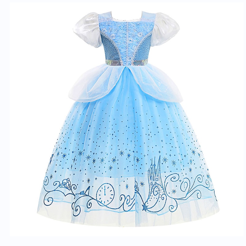 Toddler Girls' Clothing Set Graphic Long Sleeve Performance Anniversary Fashion Cute Polyester A Line Dress Fall Winter 7-13 Years Blue2