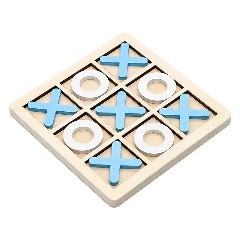 2 pcs Solid Wooden Tic Tac Toe Board Game - Perfect for Family Fun and Backyard Entertainment!2