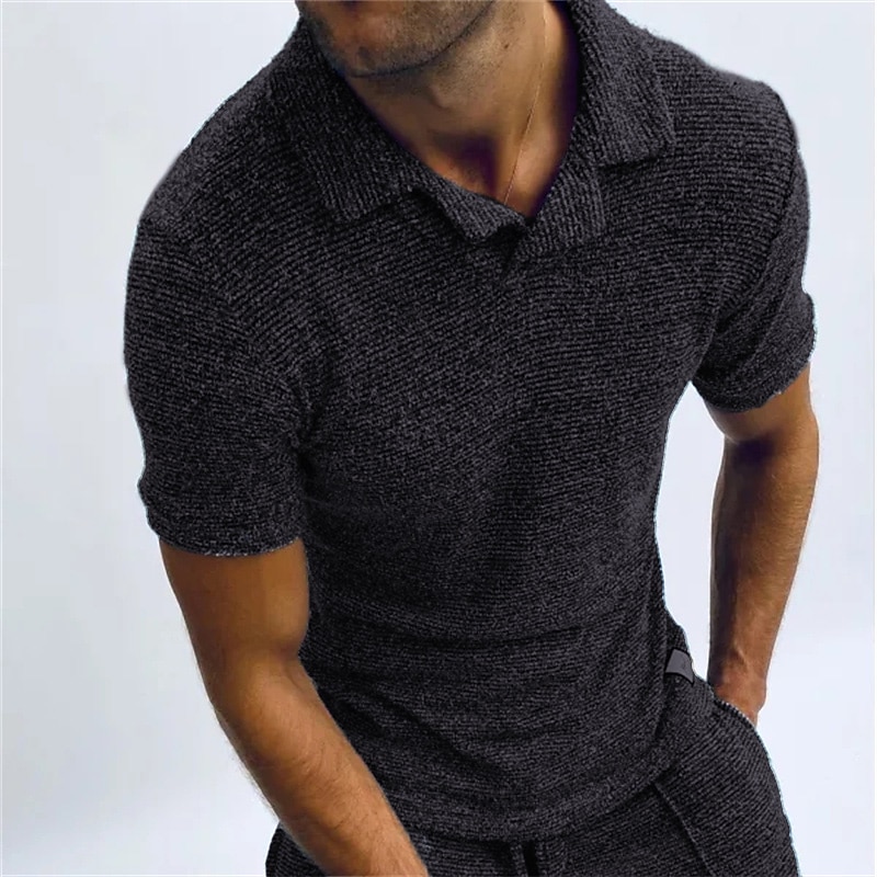 Men's Sport Polo Polo Shirt Casual Holiday Cuban Collar Short Sleeve Fashion Basic Plain Quick Dry Summer Regular Fit Azure Black Red Brown Gray Sport Polo3