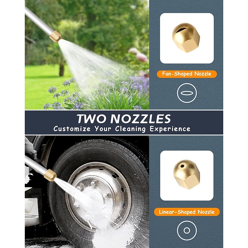 2023 Upgraded Jet Nozzle for Garden Hose Power Washer Wand Hydro Jet High Pressure Washer Tools with 2 Different Nozzles and Hose Quick Connectors4