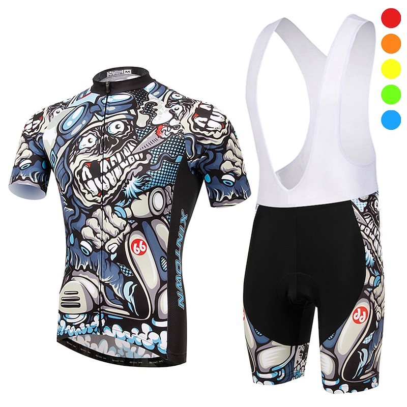 XINTOWN Men's Cycling Jersey with Bib Shorts Cycling Jersey Set Short Sleeve Mountain Bike MTB Road Bike Cycling Winter Black Blue Mint Green Bike Bib Shorts Jersey Clothing Suit 3D Pad Breathable