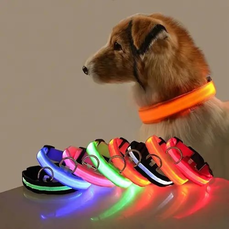 Glow-In-The-Dark Pet Collar For Small Medium Dogs, LED Dog Collar For Night Walking