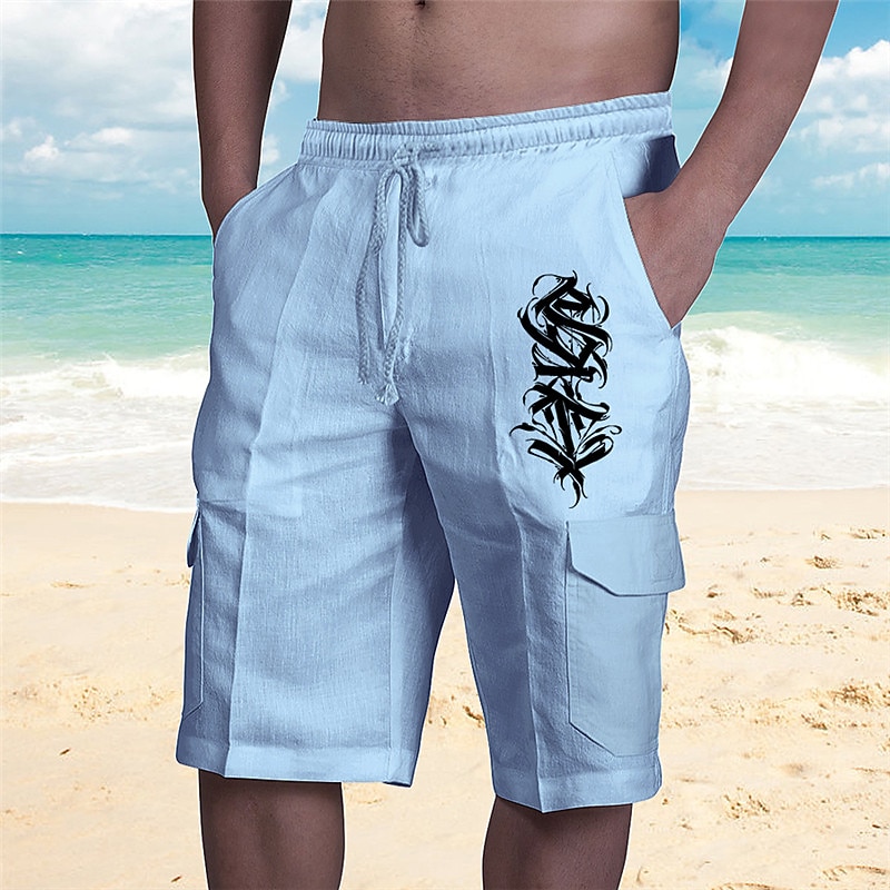 Men's Graphic Prints Cargo Shorts Summer Shorts Mid Waist Streetwear Designer Casual Daily Holiday Drawstring Elastic Waist Print Designer Clothing Apparel