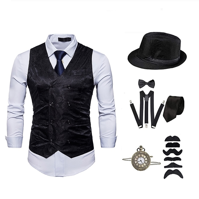 Retro Vintage 1920s Hat Outfits Party Costume Cosplay The Great Gatsby Gentleman Fancy Dress Men's Carnival Masquerade Party Evening Wear Masquerade Casual Daily Adults' Hat waistcoat All Seasons3