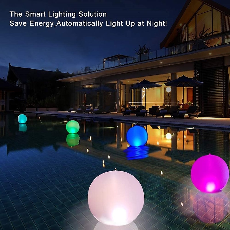 16-Color LED Pool Floating Light, LED Glowing Beach Ball 40cm 60cm Remote Control Waterproof Inflatable Floating Pool Light Yard Lawn Party Lamp2