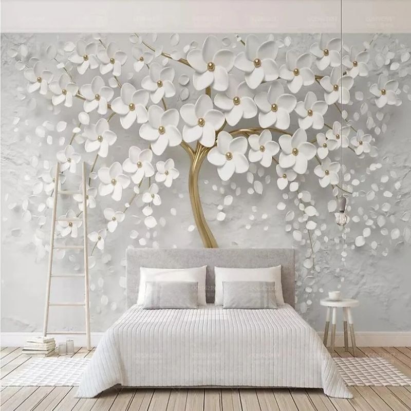 Cool Wallpapers Wall Mural Flower Wallpaper Wall Sticker Covering Print Adhesive Required Forest 3D Effect Floral Flower Canvas Home Décor