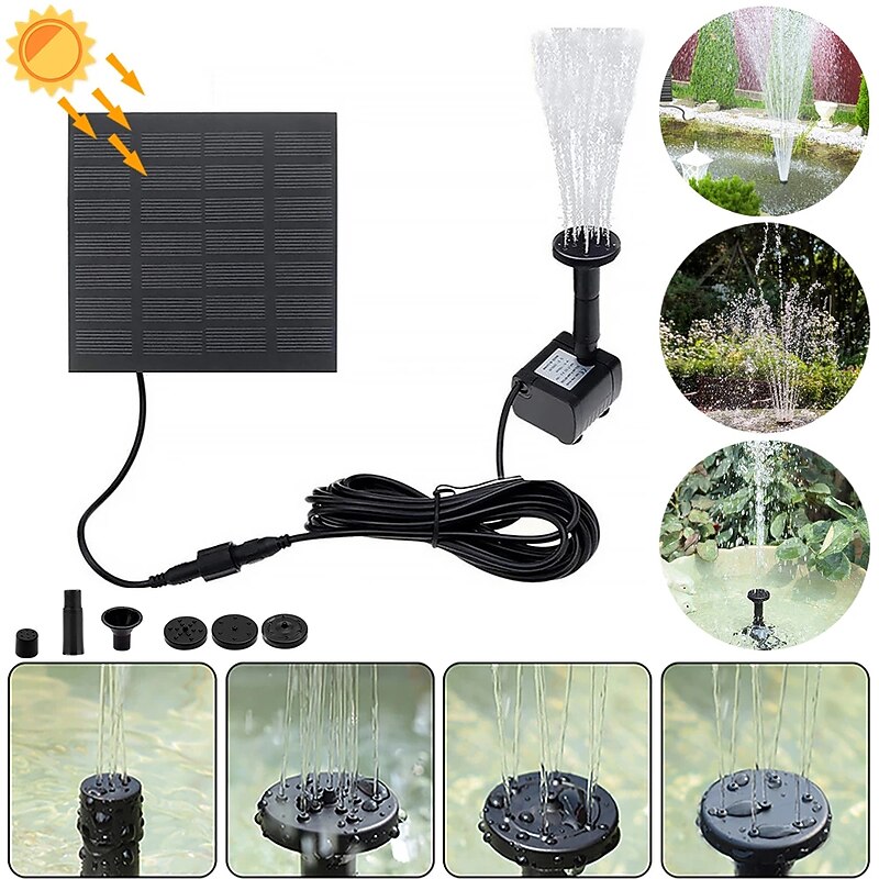 Solar Fountain Water Pump Solar Garden Pond Fountain Waterfall Outdoor Bird Bathing Water View Fountain Garden Decoration without Lighting2