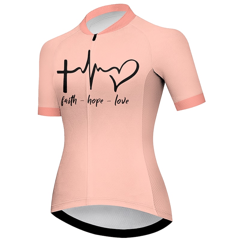 Women's Cycling Jersey Heart Graphic Funny Short Sleeve Bike Jersey Top with 3 Rear Pockets Mountain Bike MTB Road Bike Cycling Quick Dry Reflective Strips Back Pocket Moisture Wicking Sports White2