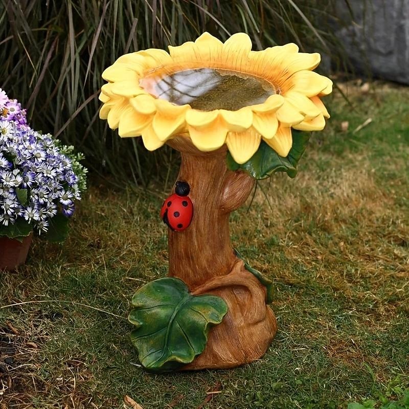 Polyresin Sunflower Bird Bath Sunflower Resin Crafts Gardening Ornaments2
