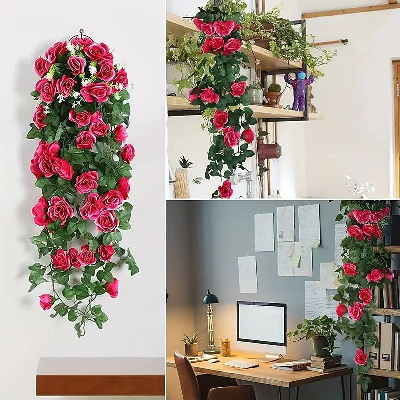 1PC Artificial Hanging Flower (3.3ft), Premium Oxidation Resistance Artificial Flower, Simulation Rose Vine, Real Touch Vine Arrangement, Room Decor, Home Decor, Bedroom Decor, Wedding Decor4