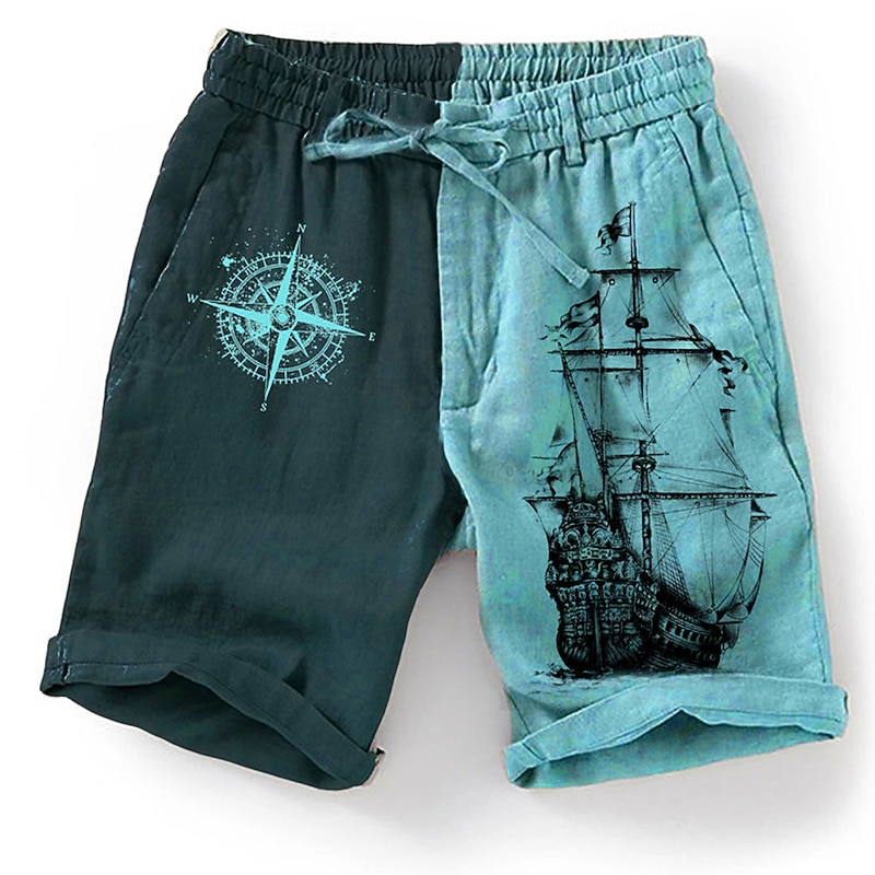 Men's Graphic Color Block Boat Shorts Summer Shorts Beach Shorts Mid Waist Streetwear Hawaiian Designer Casual Daily Holiday Drawstring Elastic Waist 3D Print Designer Clothing Apparel3