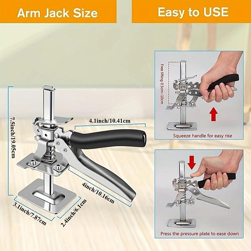 1pc Labor-Saving Arm Jack, Cabinet Board Lifter, Tile Height Adjuster, Labor-Saving Arm Jack For Door Panel Drywall Lifting, Hand Lifting Tool2