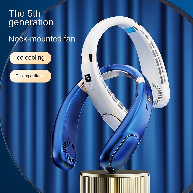 Portable Leafless Neck Fan – Quiet Mini Sports Fan with Strong Wind, USB Rechargeable for Outdoor Activities