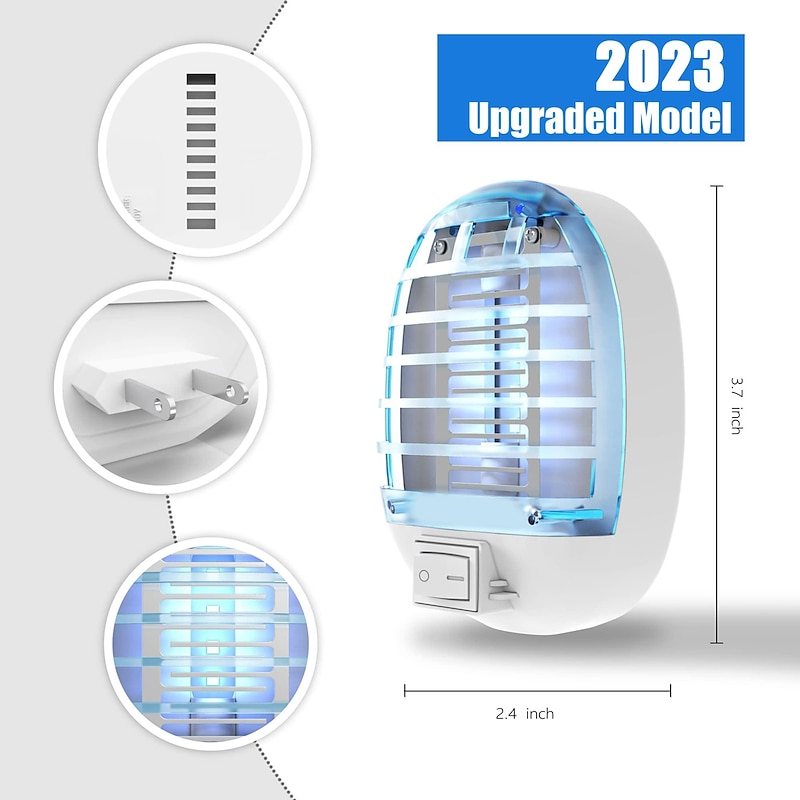 Bug Zapper Indoor, Fly Trap for Indoors, Electronic Mosquitoes Killer Mosquito Zapper with Blue Lights for Living Room, Home, Kitchen, Bedroom, Baby Room, Office(2 Packs)4