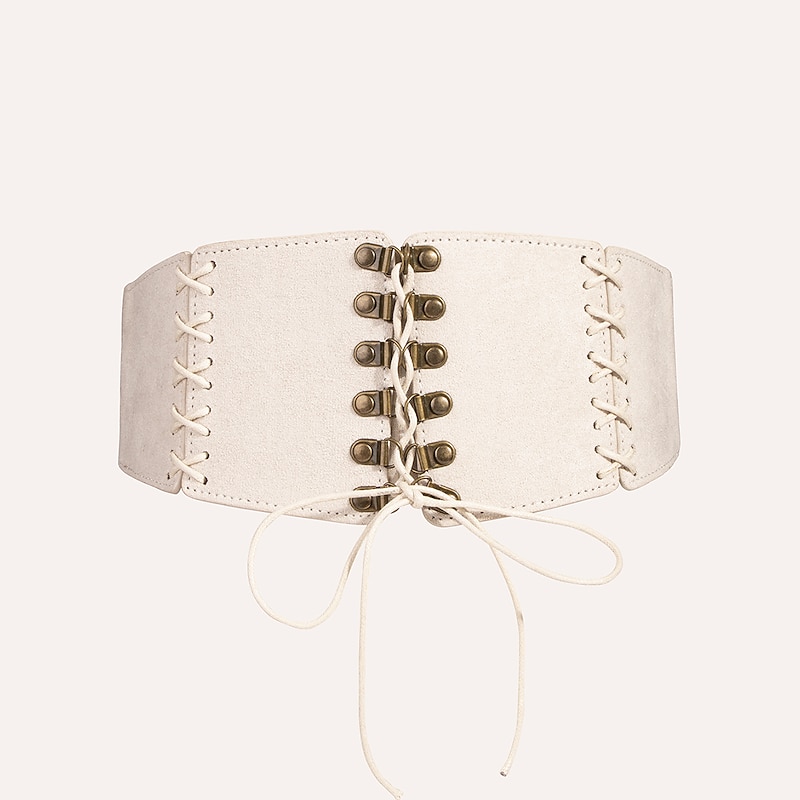 Women's Corset Belt PU Leather Steel Buckle Bow Decor Rivet Decor Vintage Retro Work Daily Black White Wine Brown2