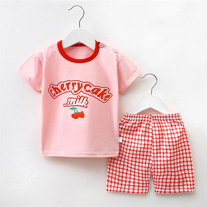 2 Pieces Toddler Boys T-shirt & Shorts Outfit Cartoon Bear Stripe Short Sleeve Cotton Set Outdoor Fashion Daily Summer Spring 3-7 Years B73 B55 B643